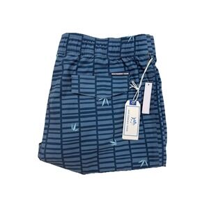 Southern Tide Mens Large Swim Trunks Bamboo Leaf‎ Water Short Admiral Blue NEW